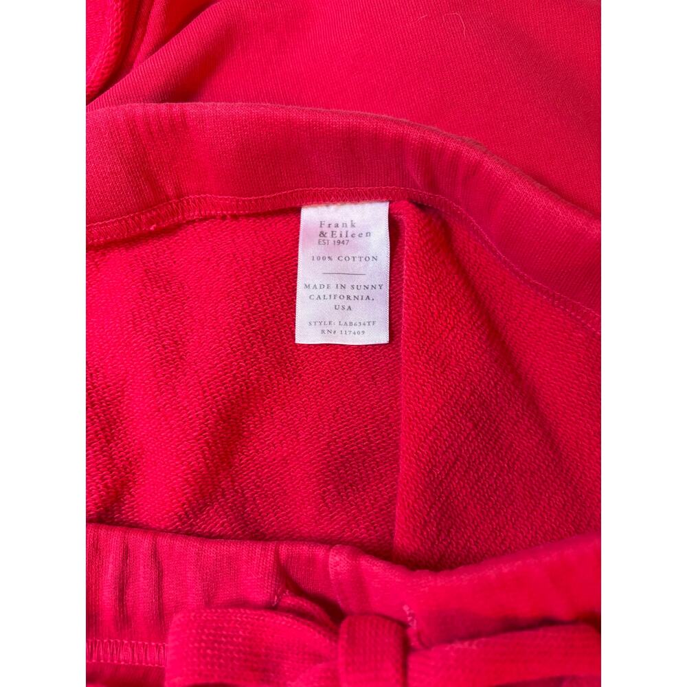 Frank & Eileen Cherry Red Sweat Set M OS Cropped Top Pants Raw Hem Oversized - Picture 10 of 12